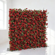 Decorative Cloth-based Flowers Wall Panels Red Roses Artificial Decoration Wedding Flower Wall Backdrop
