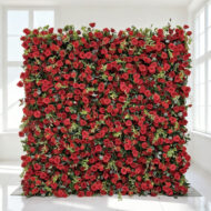 Decorative Cloth-based Flowers Wall Panels Red Roses Artificial Decoration Wedding Flower Wall Backdrop - Image 3