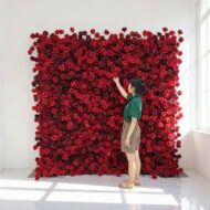 luxury Customized Floral Wall Panel Red Rose Flower Wall Backdrop Wedding Supplies Silk Flower Decorations - Image 3