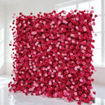 luxury Customized Floral Wall Panel Red Rose Flower Wall Backdrop Wedding Supplies Silk Flower Decorations