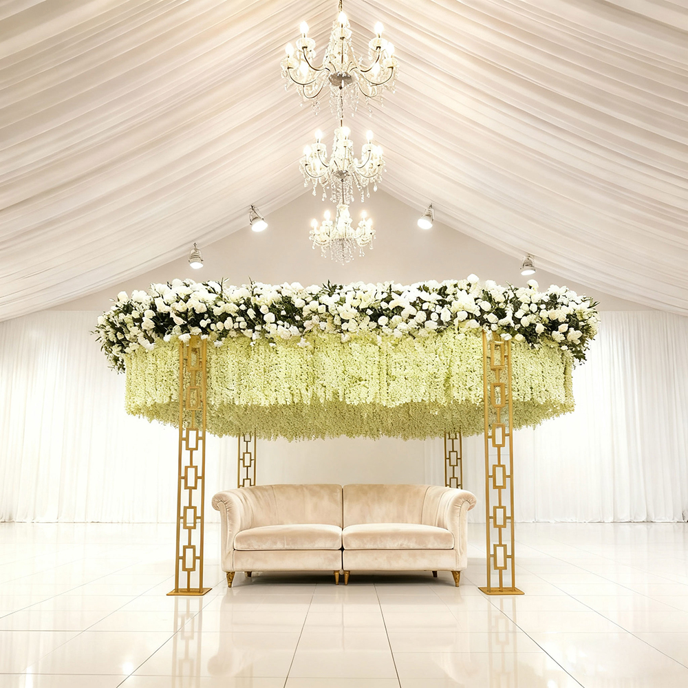 ceiling25-10 (1) Wholesale OEM Luxury Decor Design Artificial Flower Arrangements Wisteria Floral Ceiling For Weddings - Image 1