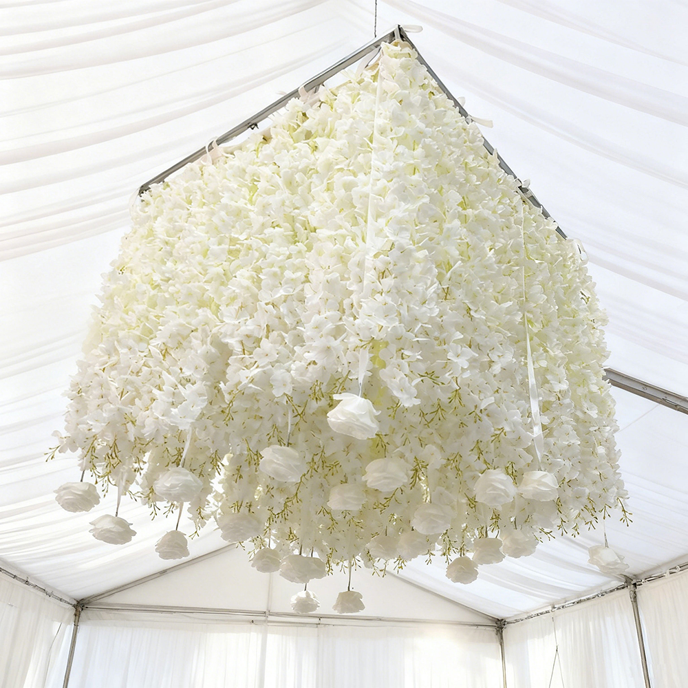 ceiling25-10 (47) Best Selling Top Quality Artificial Wisteria Flower Ceiling With Realistic Vines For Wedding Commercial Use - Image 1