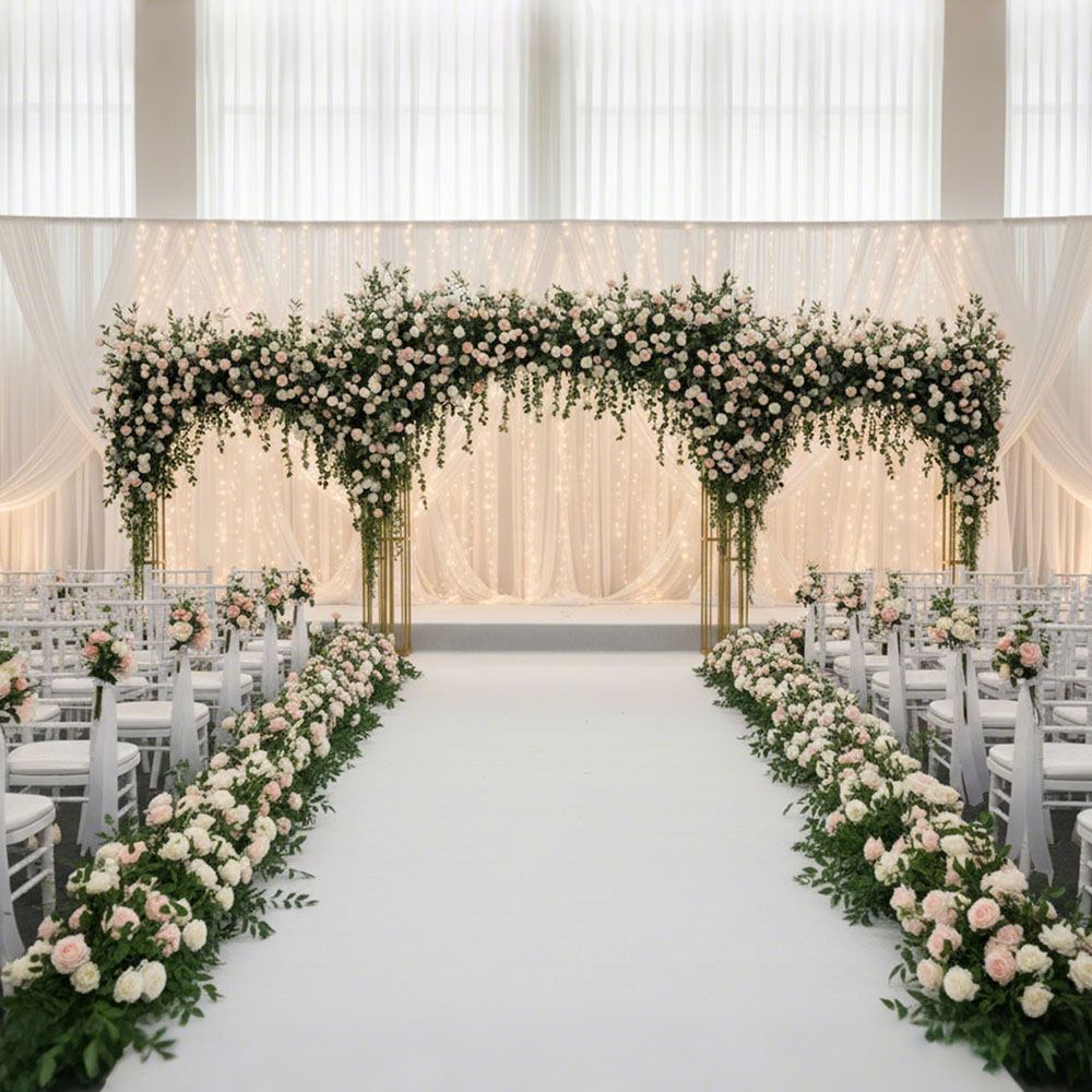 gnwarch25-10 (2) Custom Wedding Arch Backdrop Artificial Flowers For Wedding Decoration - Image 1