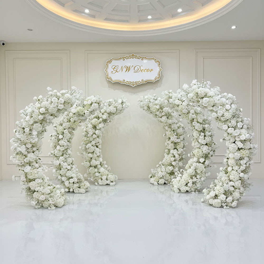 gnwarch25-10 (20) Wholesale Price Artificial Flower Decoration Luxury Wedding Arch And Backdrop Set - Image 1