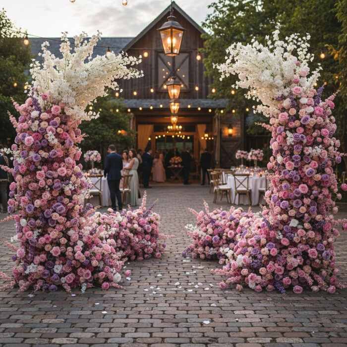 Wedding Decorated Easy To Assemble Wedding Arch With Artifical Flowers For Destination Weddings And Outdoor Celebrations - Image 2