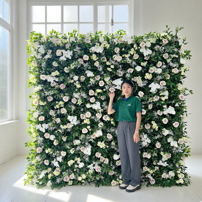 Custom Label 2026 Hot Sale Silk Floral Artificial Flower Wall for Wedding Decoration - Image 2