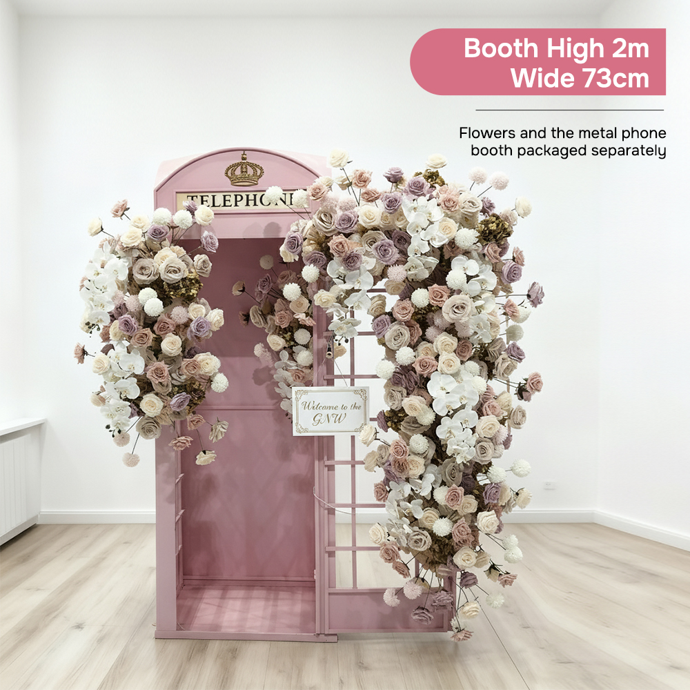 phone-booth size (1) All-in-One Wedding Decoration Kit Including Artificial flowers, Telephone Booth and Backdrop - Image 1