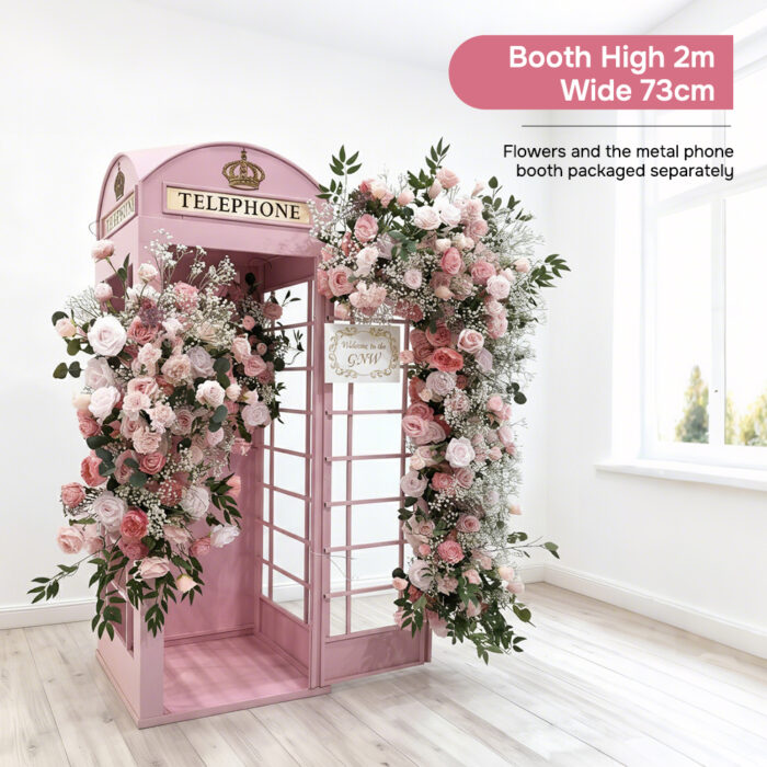 Wholesale Wedding Arch Decoration with Artificial flowers and Vintage Telephone Booth Prop - Image 2