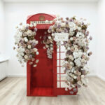 Spring Garden Wedding Theme Decoration with Pastel Artificial flowers and Telephone Booth