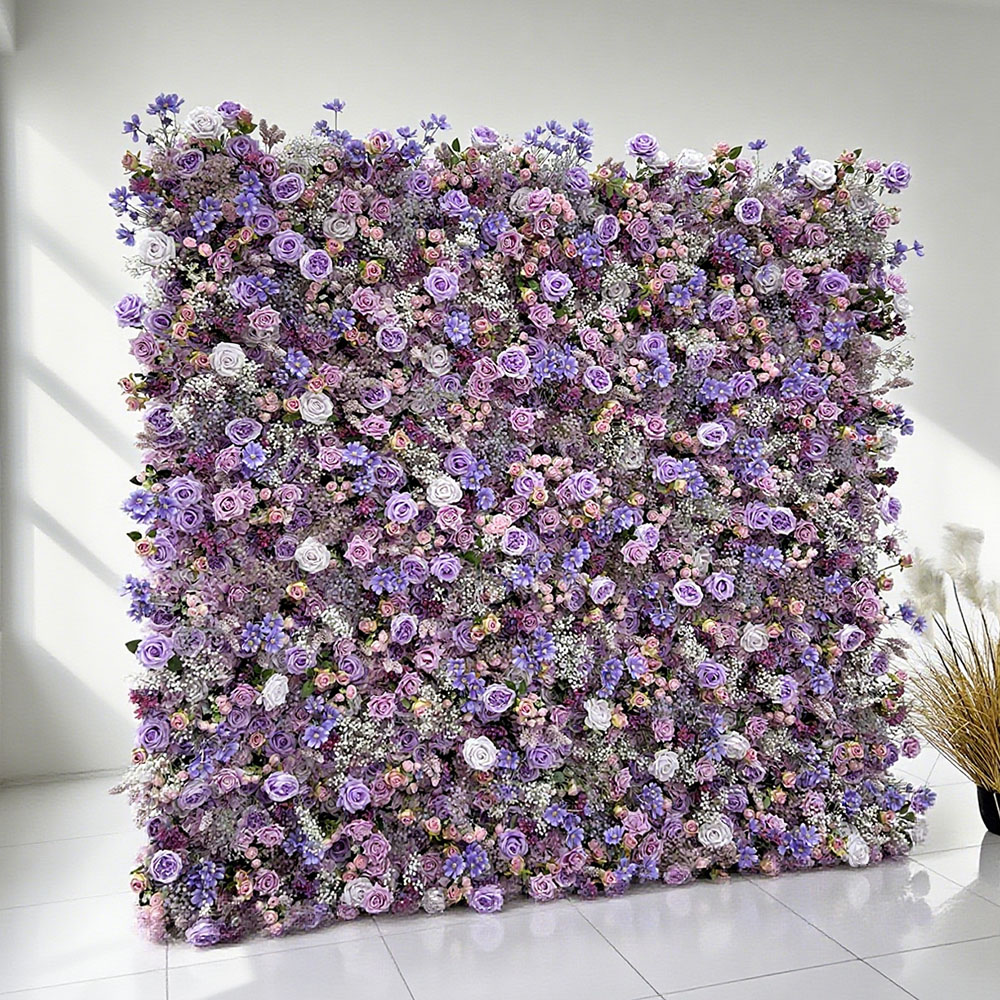purple-wall-2508 (56) Wholesale New Innovations in Rollable Artificial Flower Wall for Wedding Decor Party Display - Image 1