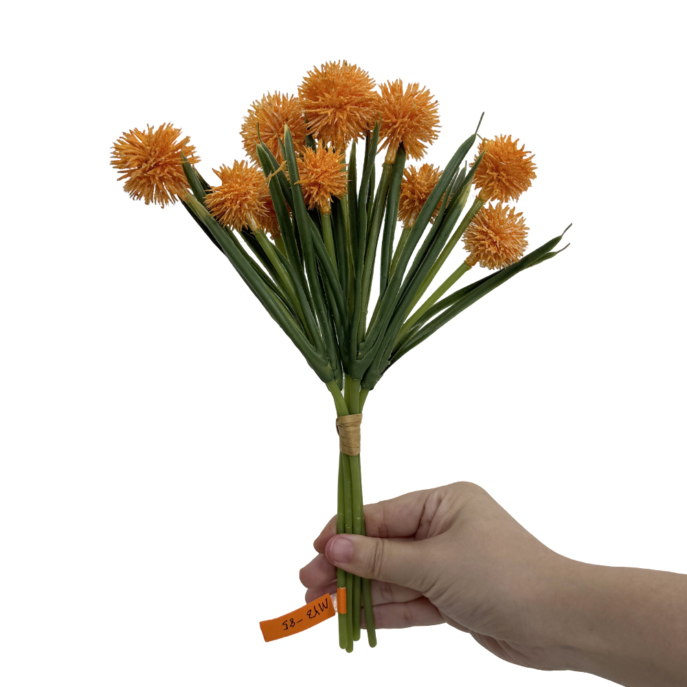 刺球花6 GNW Orange Five Branches Artificial Echinops Sphaerocephalus MYZ-85 - Image 1