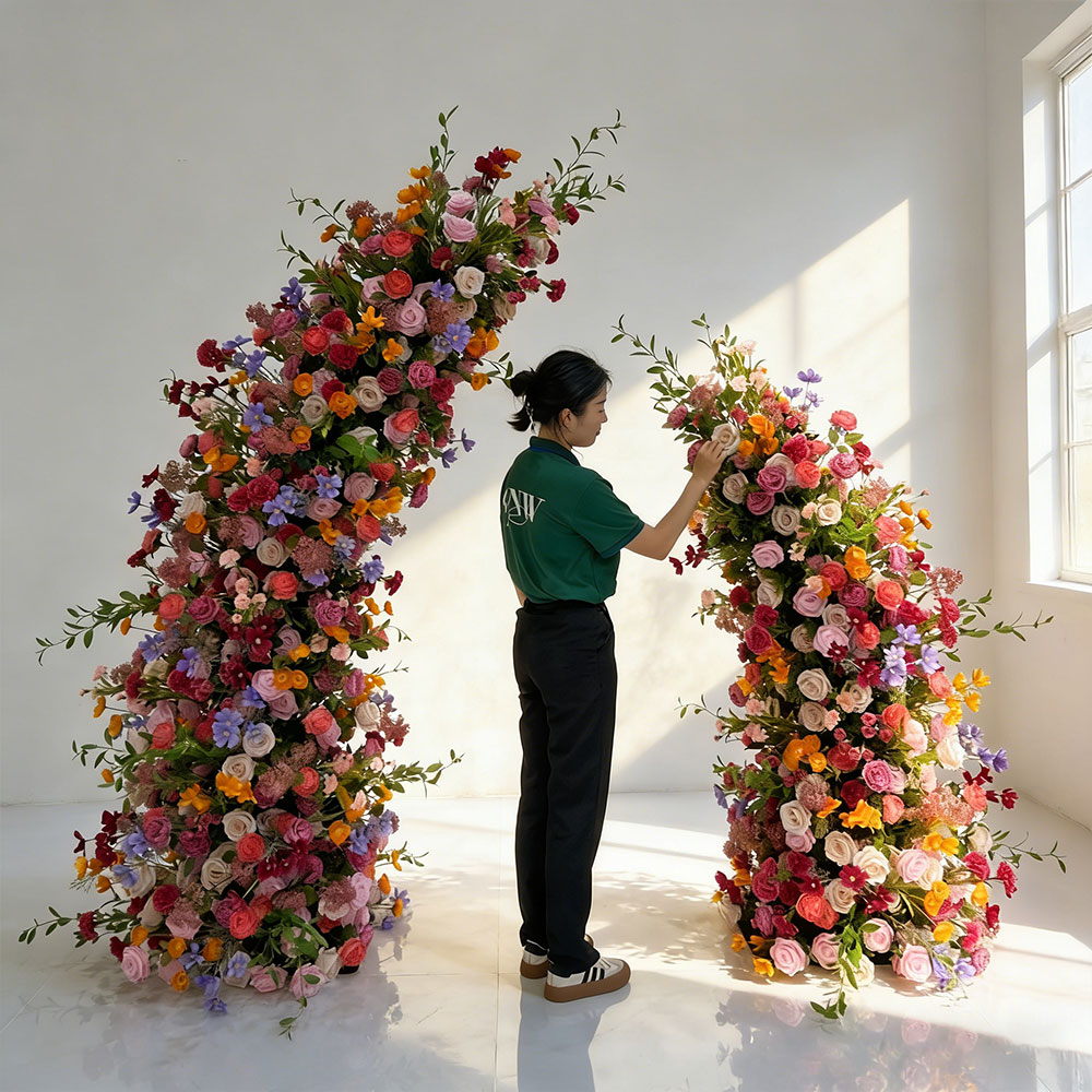 1A34C7DF3DE7EC14F969EC3047818702 Luxury Floral Wedding Arch With Matching Backdrop Artificial Flower Decor Factory Price - Image 1