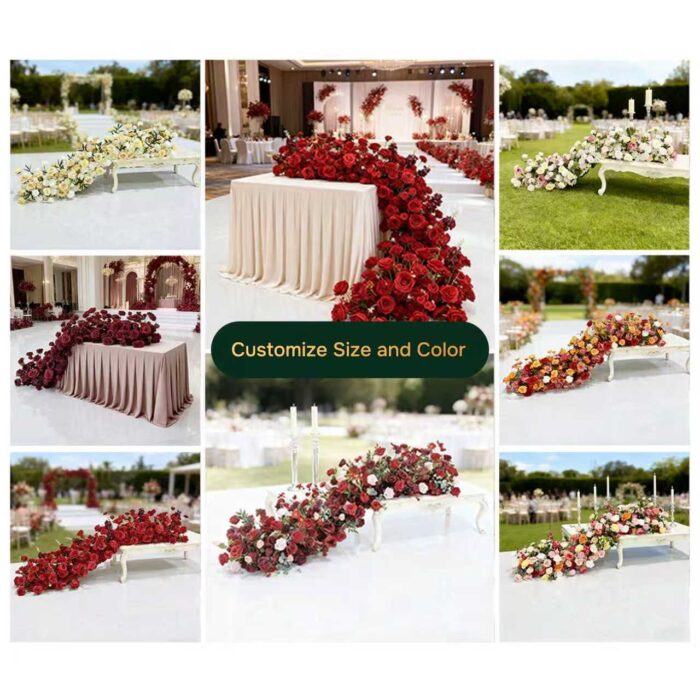 Luxurious artificial flower runner for table designed and produced at our factory offering complete customization - Image 5
