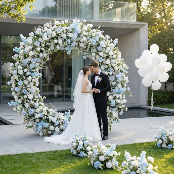 Custom Made Wedding Arch And Backdrop Artificial Flower Decoration For Wedding Venue - Image 2