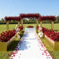 Elegant Floral Wedding Arch Backdrop Artificial Flower Arrangement Custom Design Service