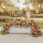 Custom made artificial flower runner for table featuring premium silk flowers crafted with expert detail