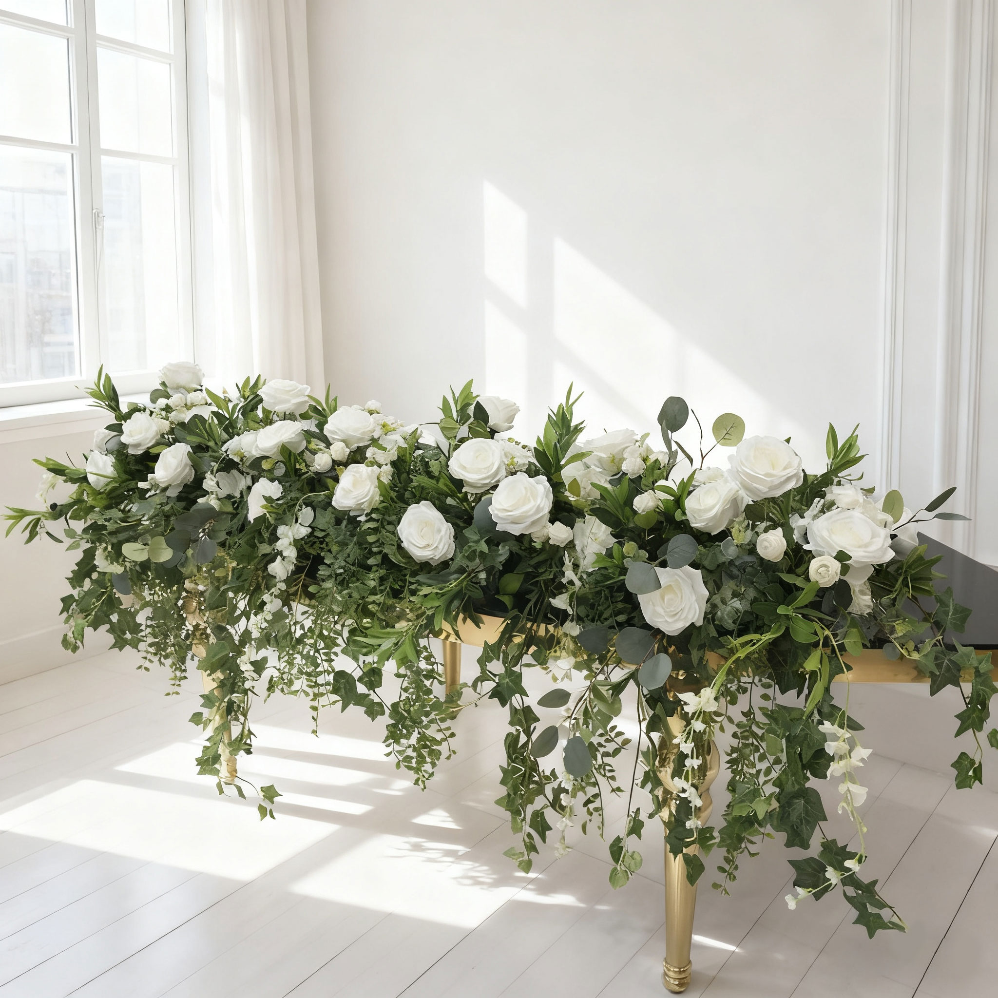 flower-runner 2510 (11) Our factory produces exquisite faux artificial flower runner for table that is fully customizable for any venue - Image 1