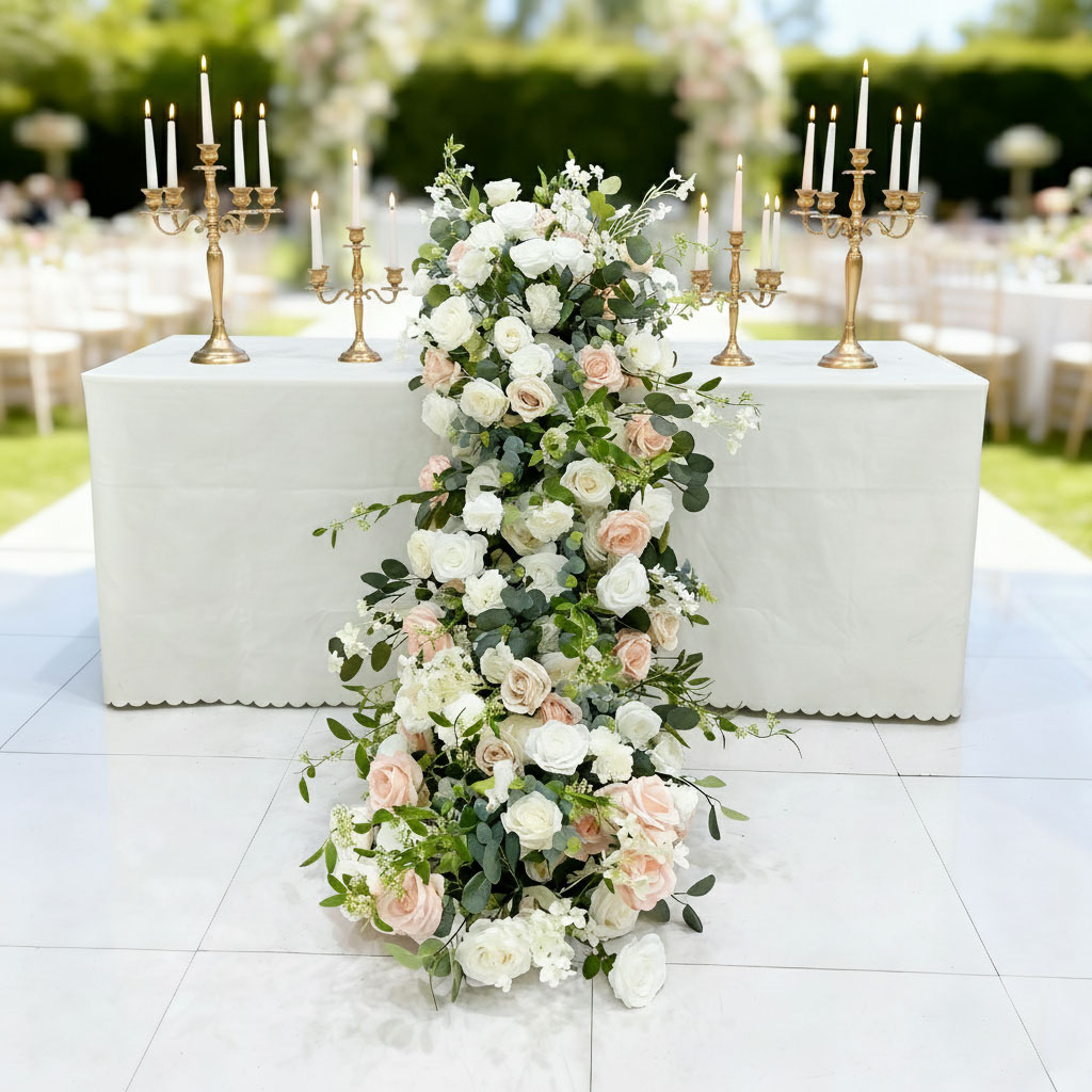 flower-runner 2510 (20) Impress guests with a custom artificial flower runner for table made from premium materials in our facility - Image 1