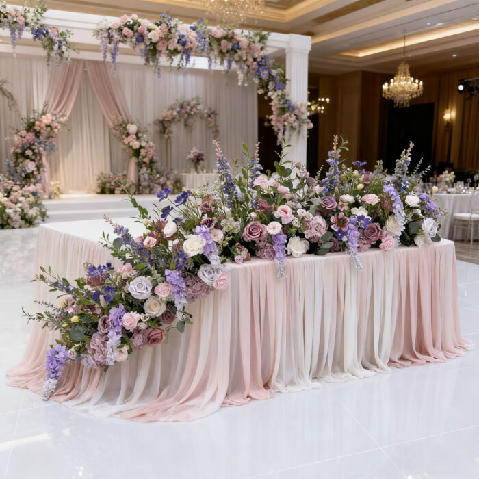 Luxurious artificial flower runner for table designed and produced at our factory offering complete customization - Image 3