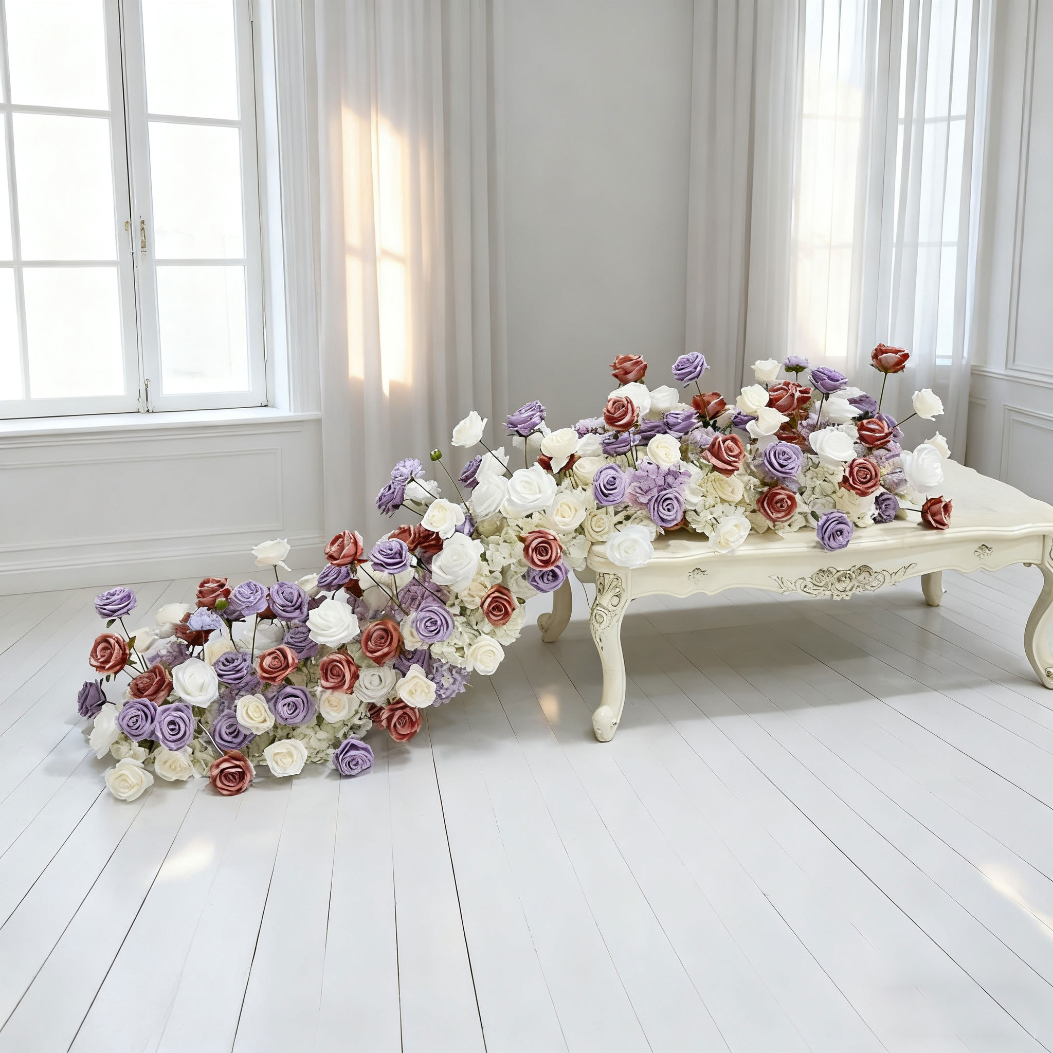 flower-runner 2510 (5) Elevate your event decor with our high quality artificial flower runner for table manufactured in house - Image 1
