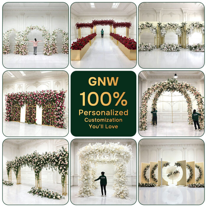 Custom Wedding Arch Backdrop With Artificial Flowers High Quality Wedding Decoration For Ceremony - Image 4