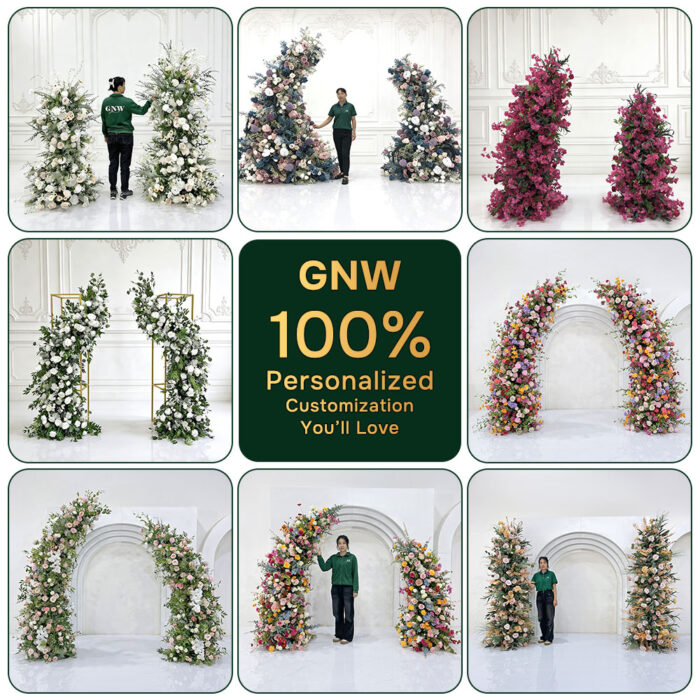 Luxury Floral Wedding Arch With Matching Backdrop Artificial Flower Decor Factory Price - Image 5