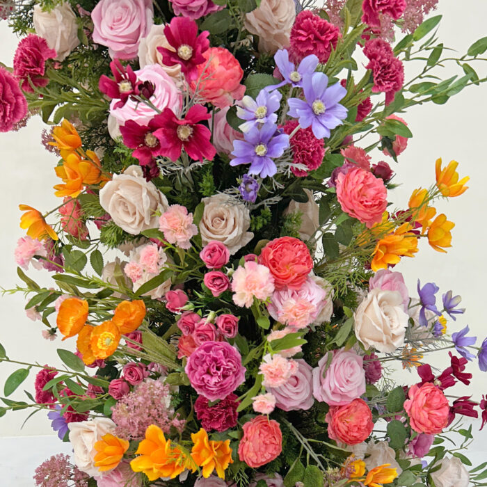 Luxury Floral Wedding Arch With Matching Backdrop Artificial Flower Decor Factory Price - Image 3